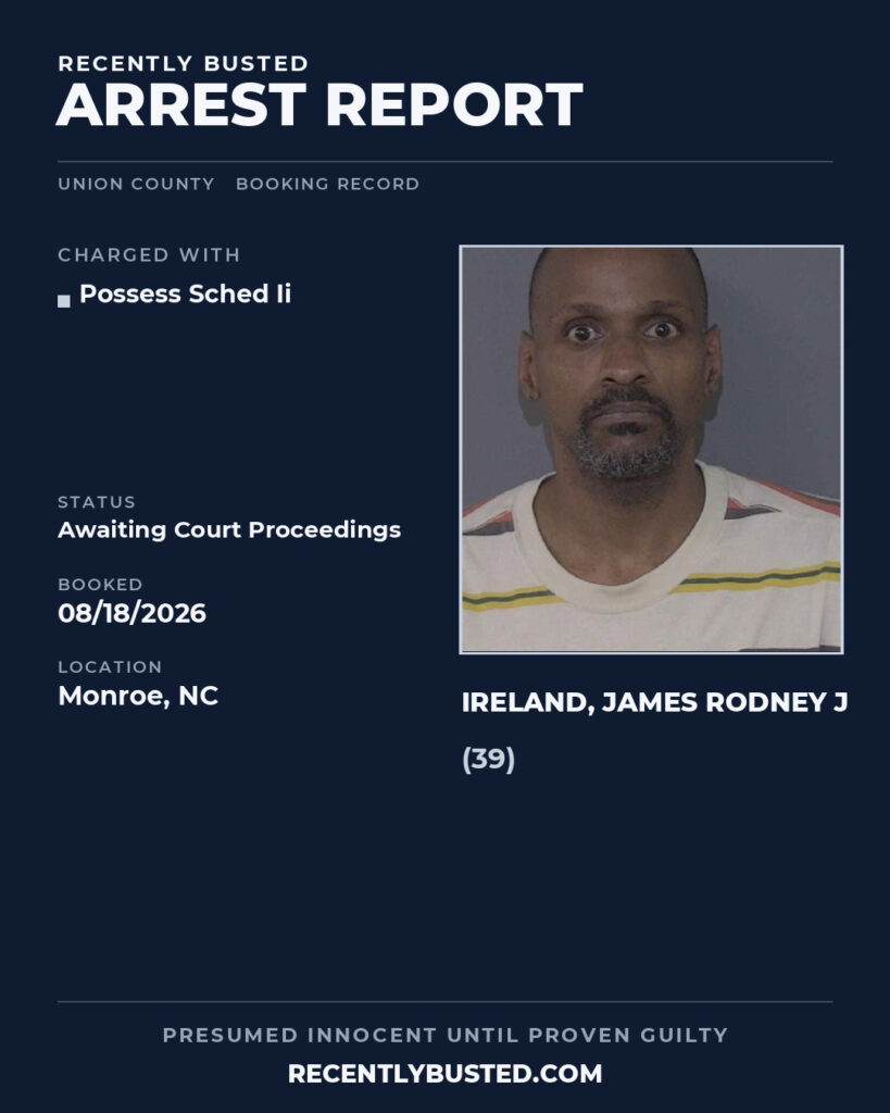 Arrest report - IRELAND, JAMES RODNEY J