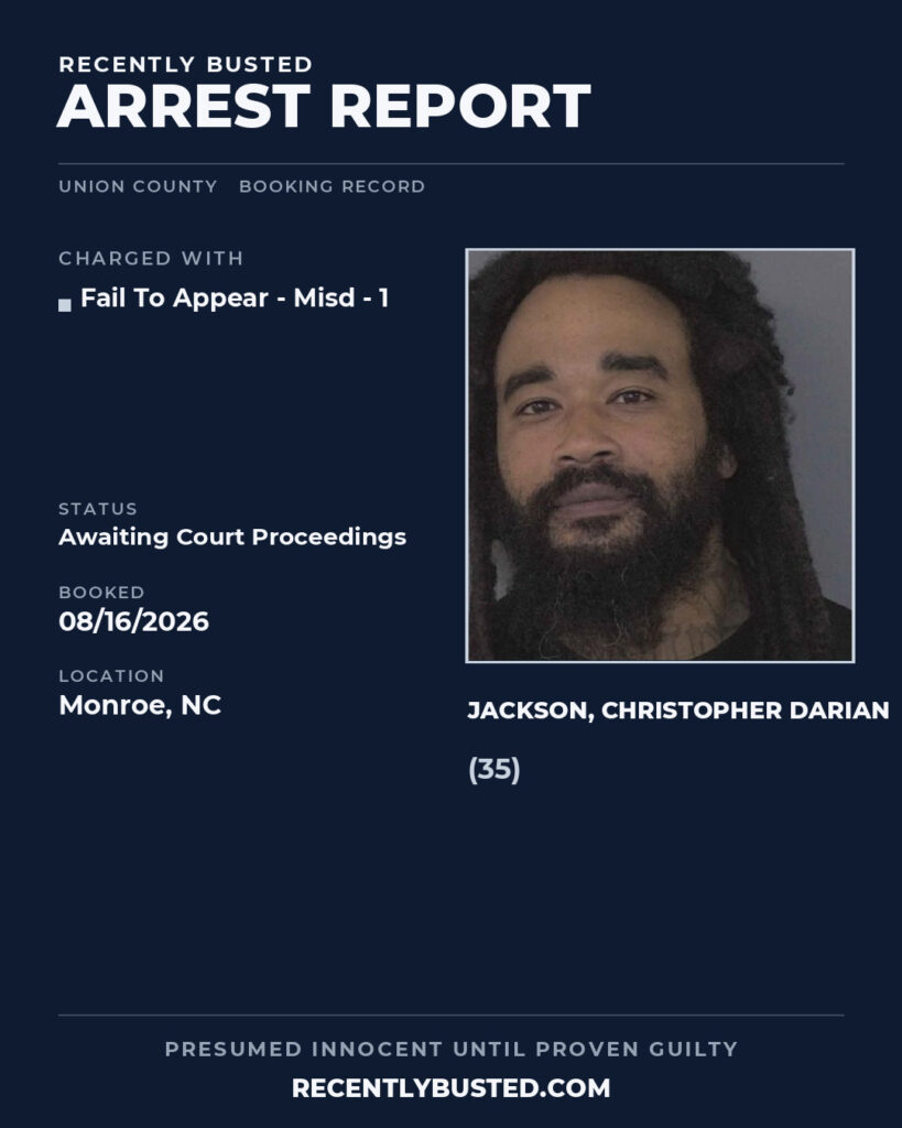 Arrest report - JACKSON, CHRISTOPHER DARIAN