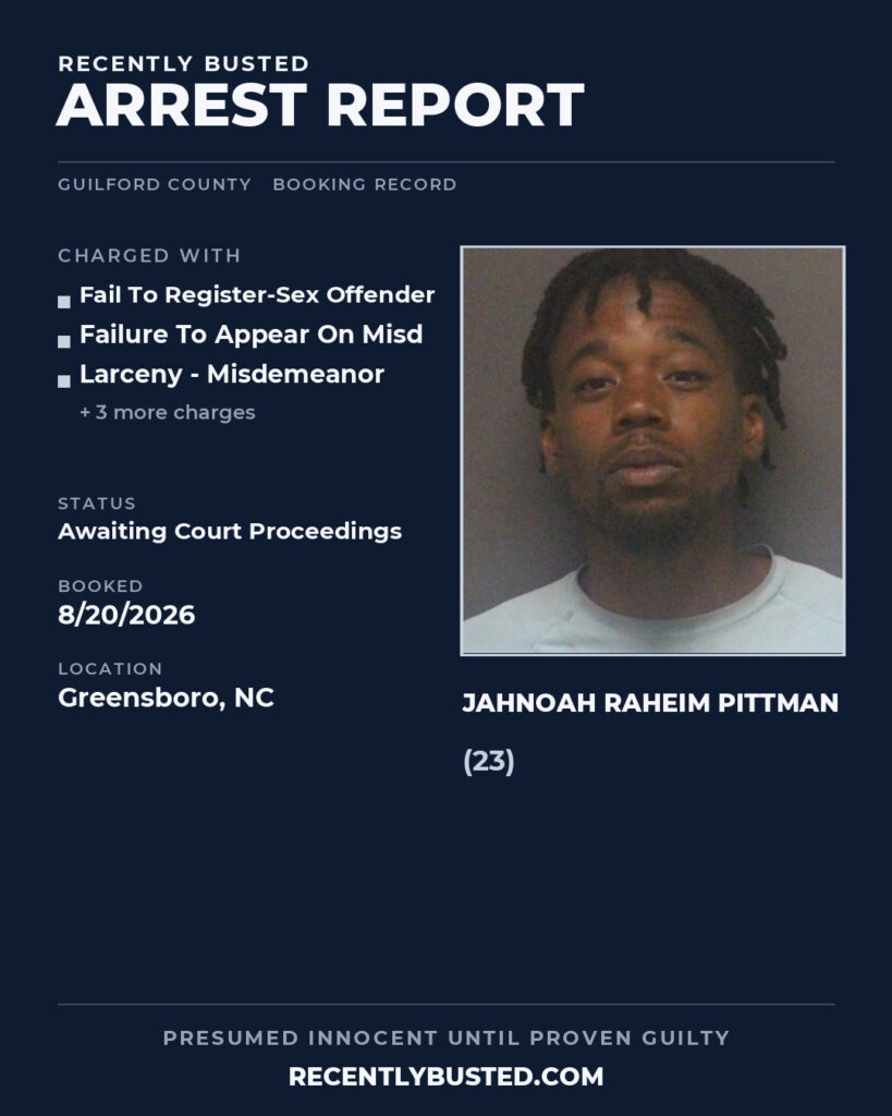 Arrest report - JAHNOAH RAHEIM PITTMAN