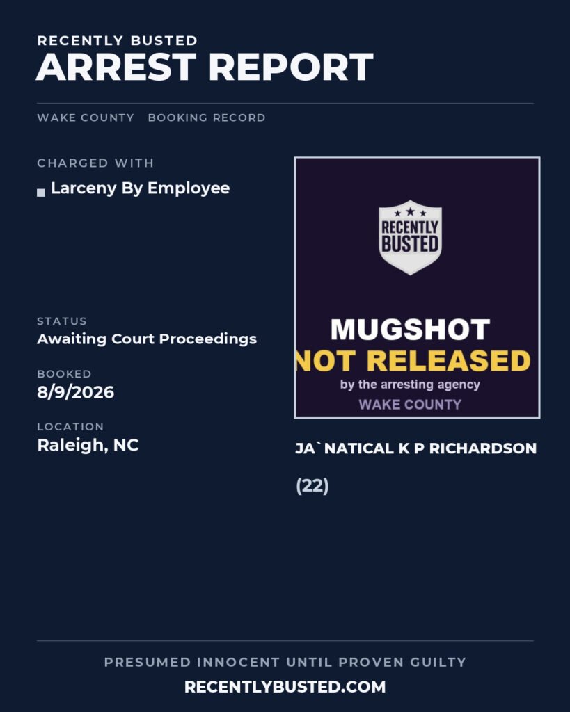 Arrest report - JA`NATICAL K P RICHARDSON