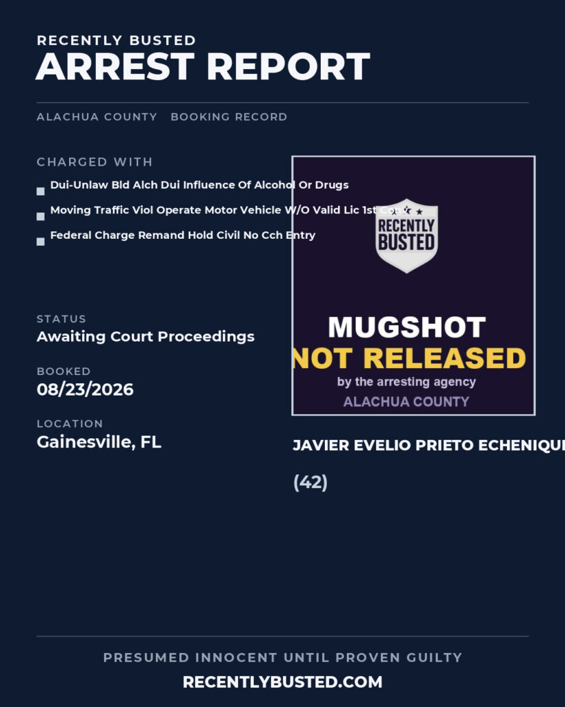 Arrest report - Javier Evelio Prieto Echenique