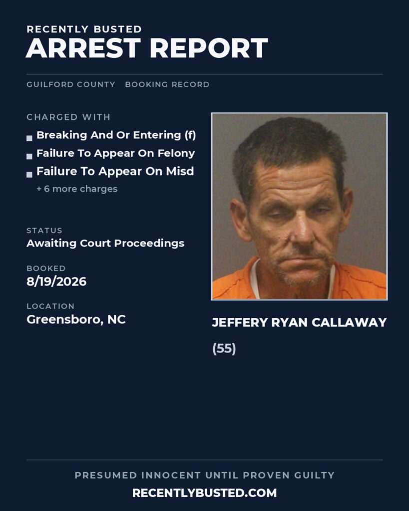 Arrest report - JEFFERY RYAN CALLAWAY