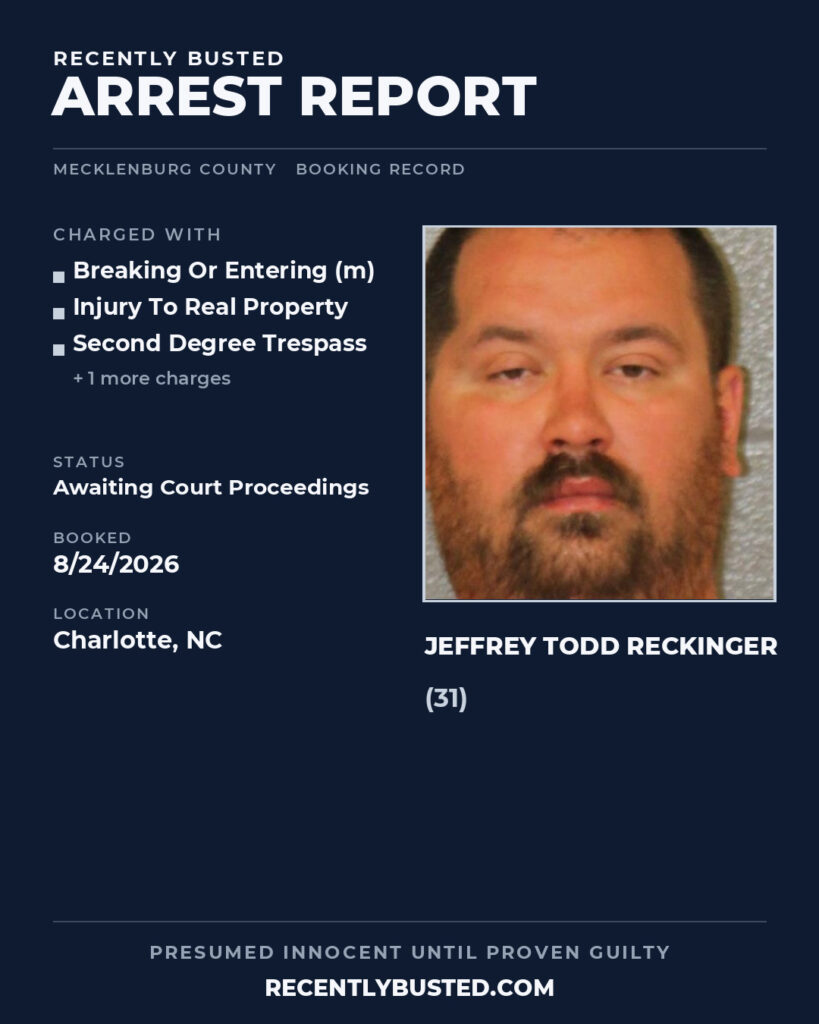 Arrest report - JEFFREY TODD RECKINGER