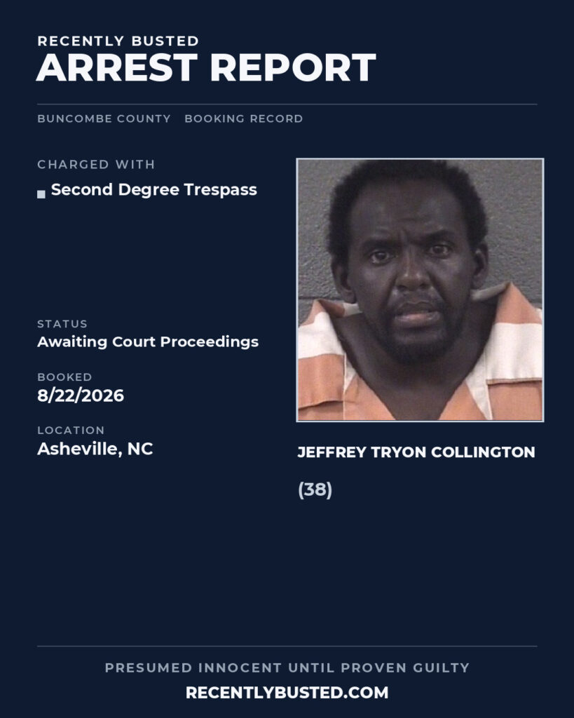 Arrest report - JEFFREY TRYON COLLINGTON