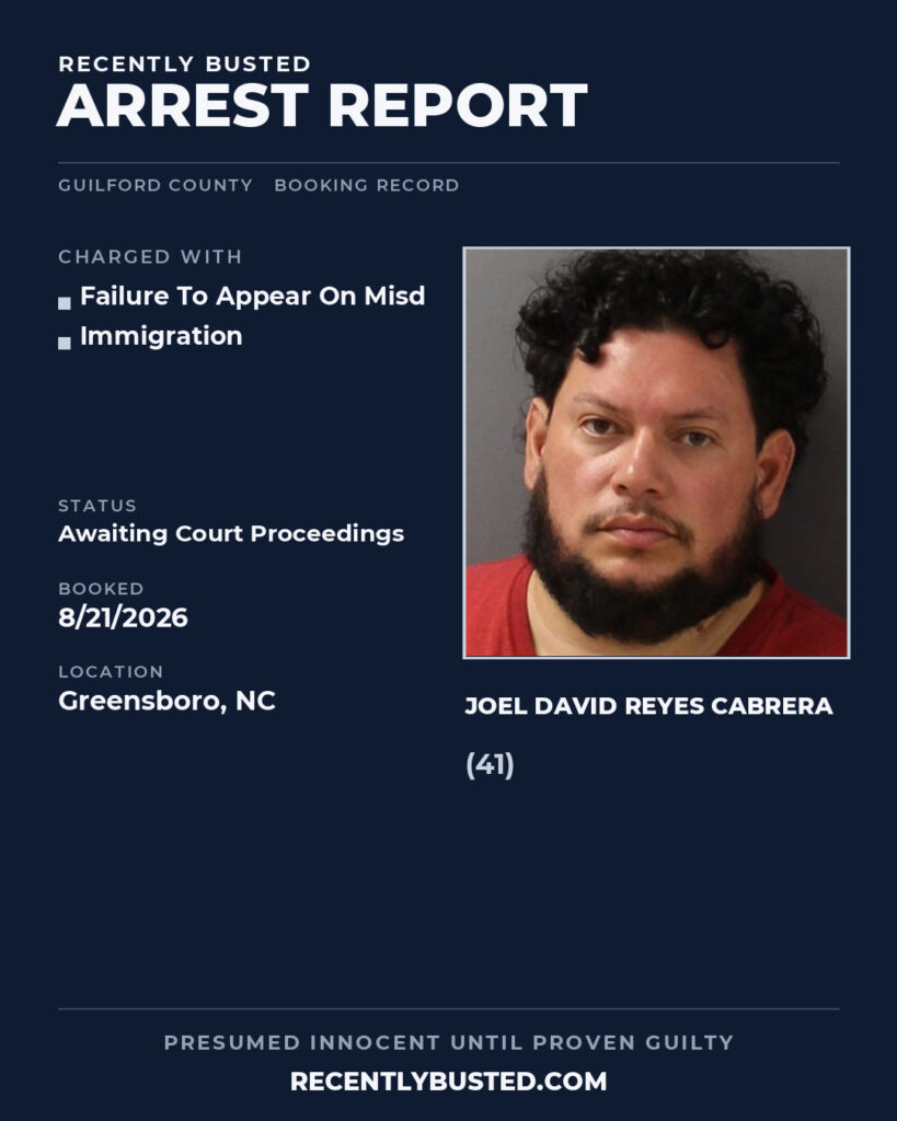 Arrest report - JOEL DAVID REYES CABRERA