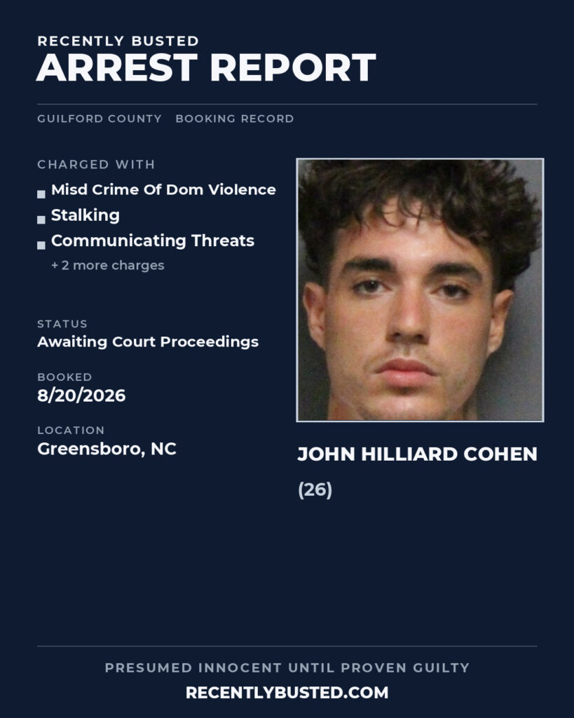Arrest report - JOHN HILLIARD COHEN