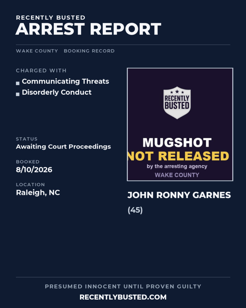 Arrest report - JOHN RONNY GARNES