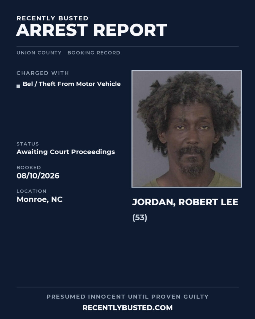 Arrest report - JORDAN, ROBERT LEE