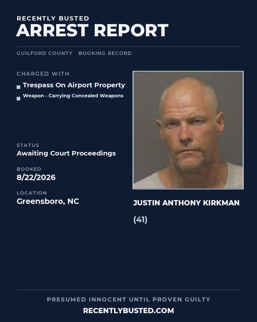 Arrest report - JUSTIN ANTHONY KIRKMAN