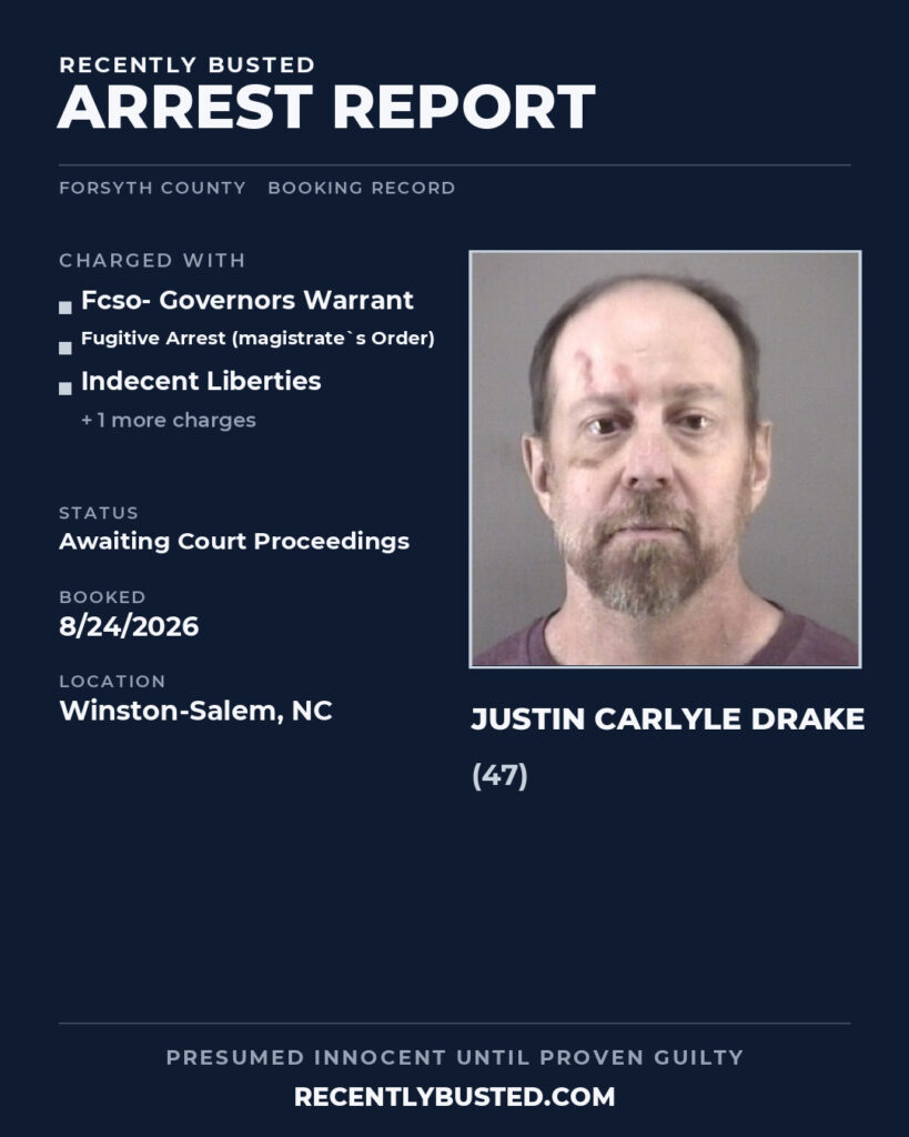 Arrest report - JUSTIN CARLYLE DRAKE