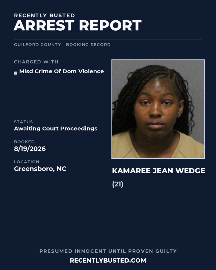 Arrest report - KAMAREE JEAN WEDGE