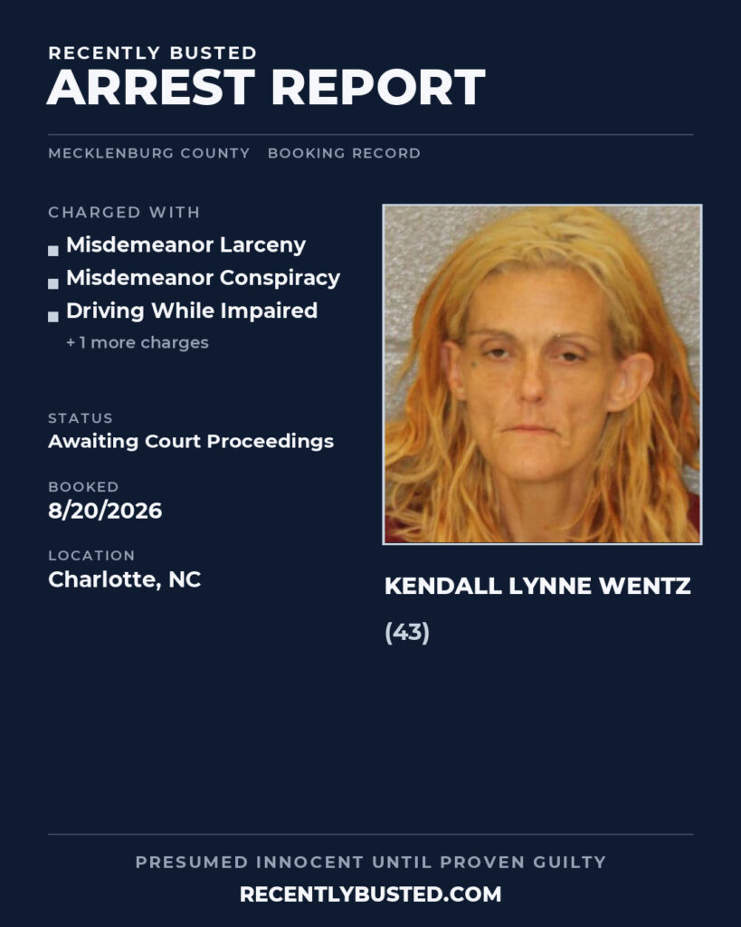 Arrest report - KENDALL LYNNE WENTZ