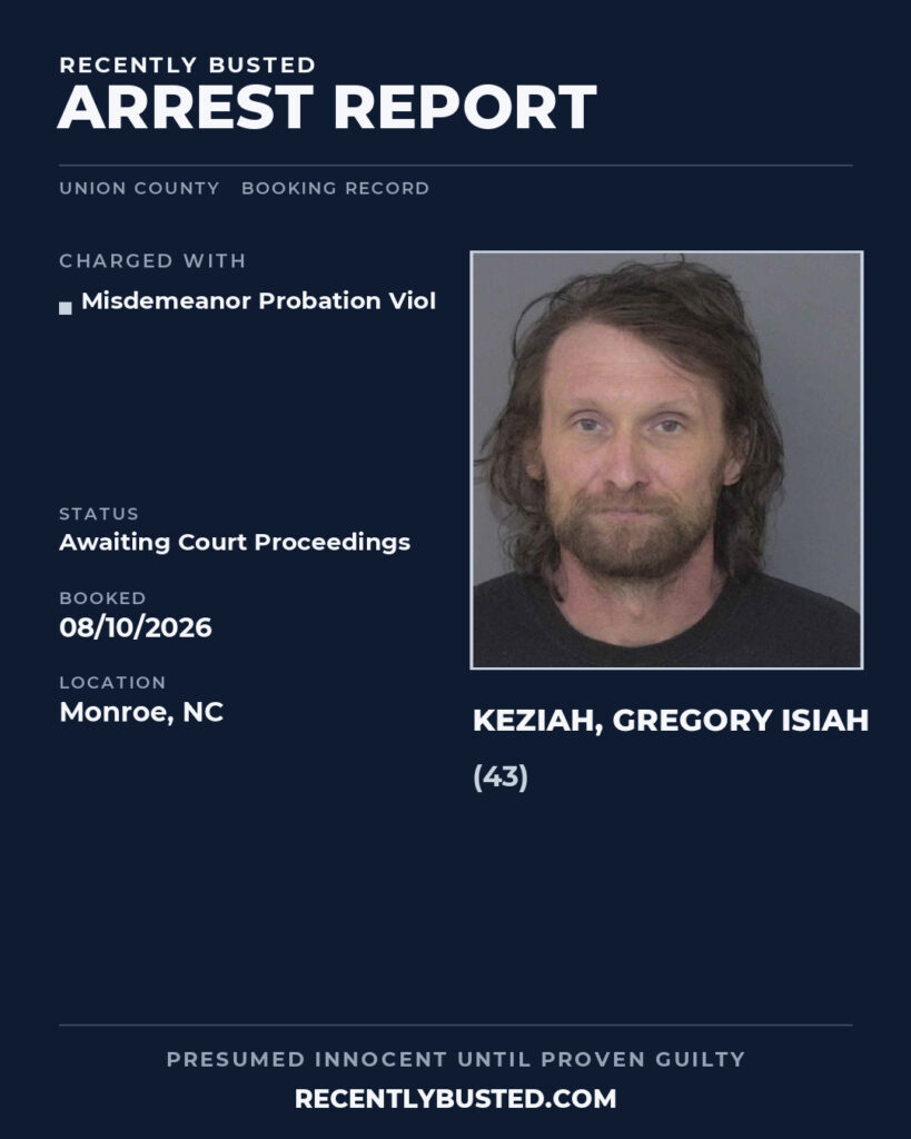 Arrest report - KEZIAH, GREGORY ISIAH