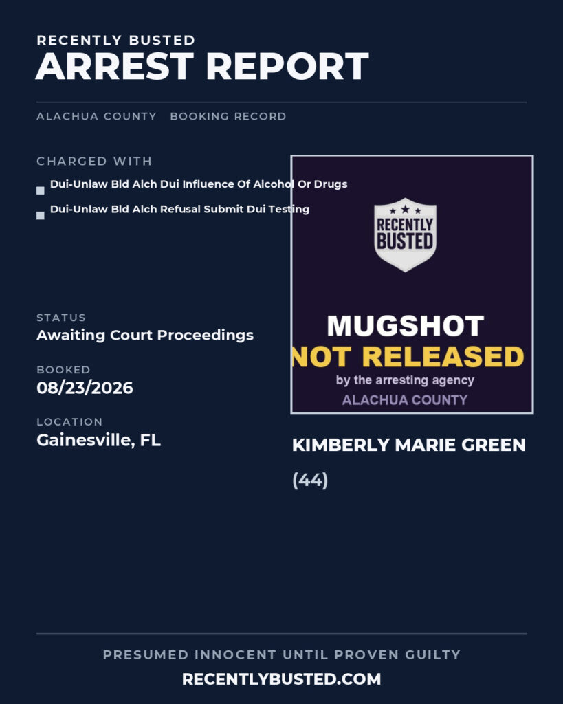 Arrest report - Kimberly Marie Green