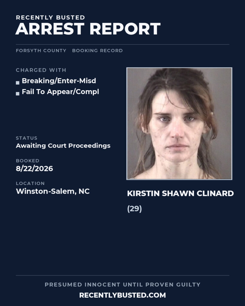 Arrest report - KIRSTIN SHAWN CLINARD