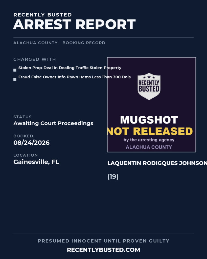 Arrest report - Laquentin Rodigques Johnson