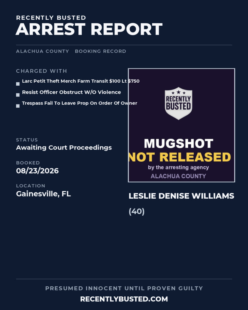 Arrest report - Leslie Denise Williams