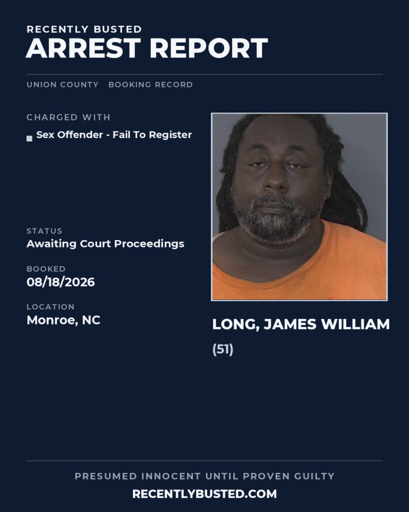 Arrest report - LONG, JAMES WILLIAM