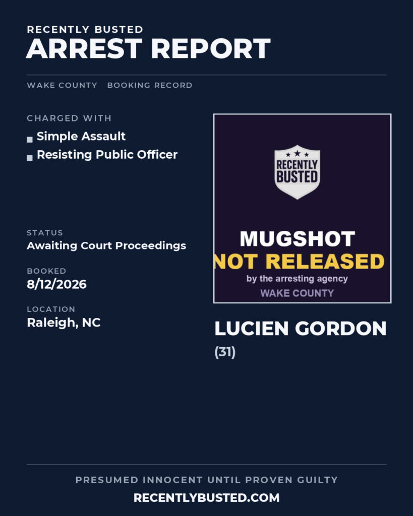 Arrest report - LUCIEN GORDON