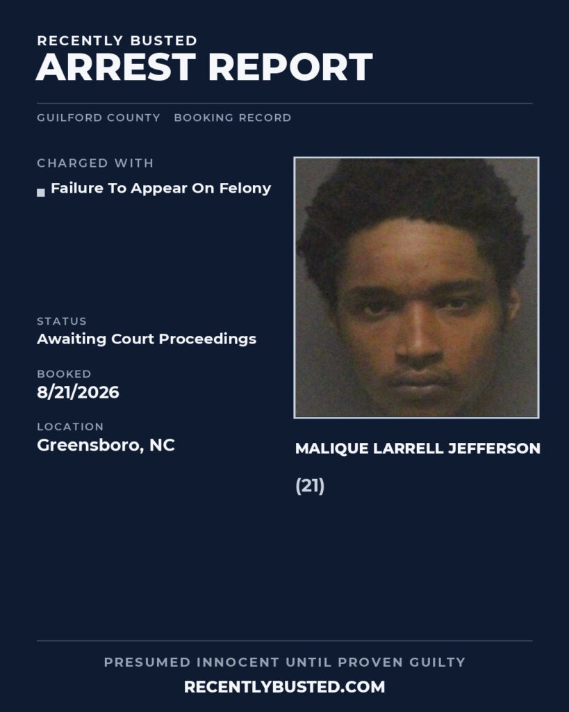 Arrest report - MALIQUE LARRELL JEFFERSON