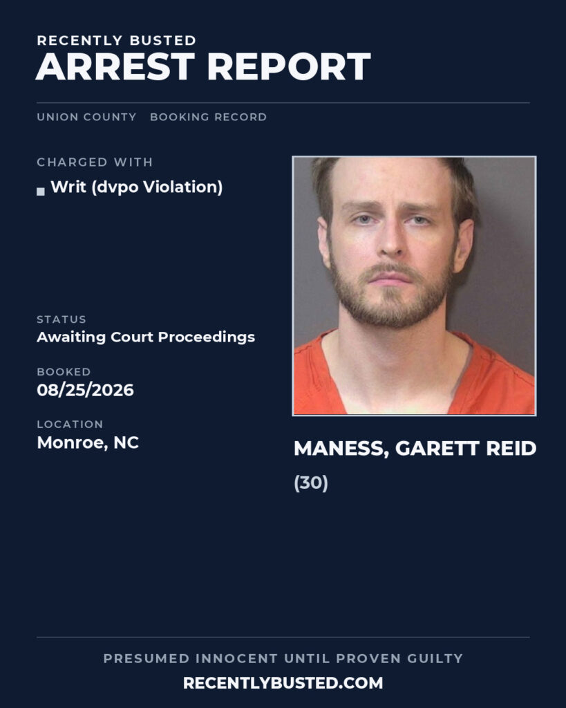 Arrest report - MANESS, GARETT REID