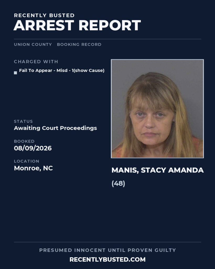 Arrest report - MANIS, STACY AMANDA