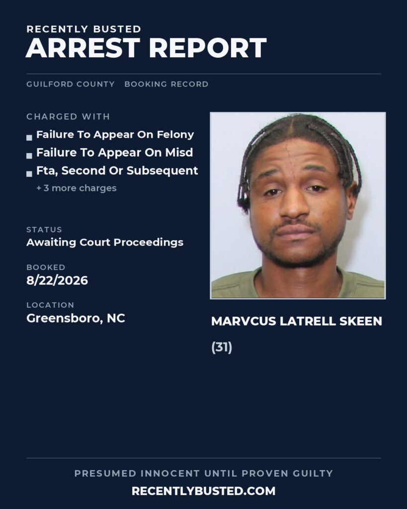 Arrest report - MARVCUS LATRELL SKEEN
