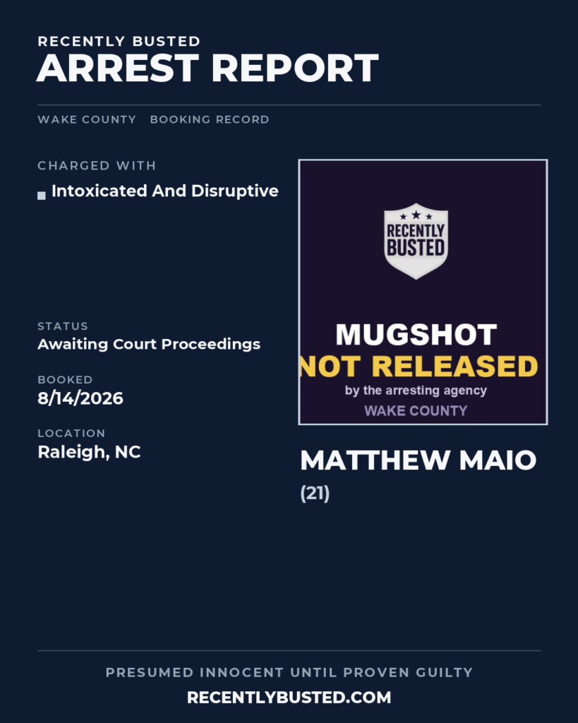 Arrest report - MATTHEW MAIO