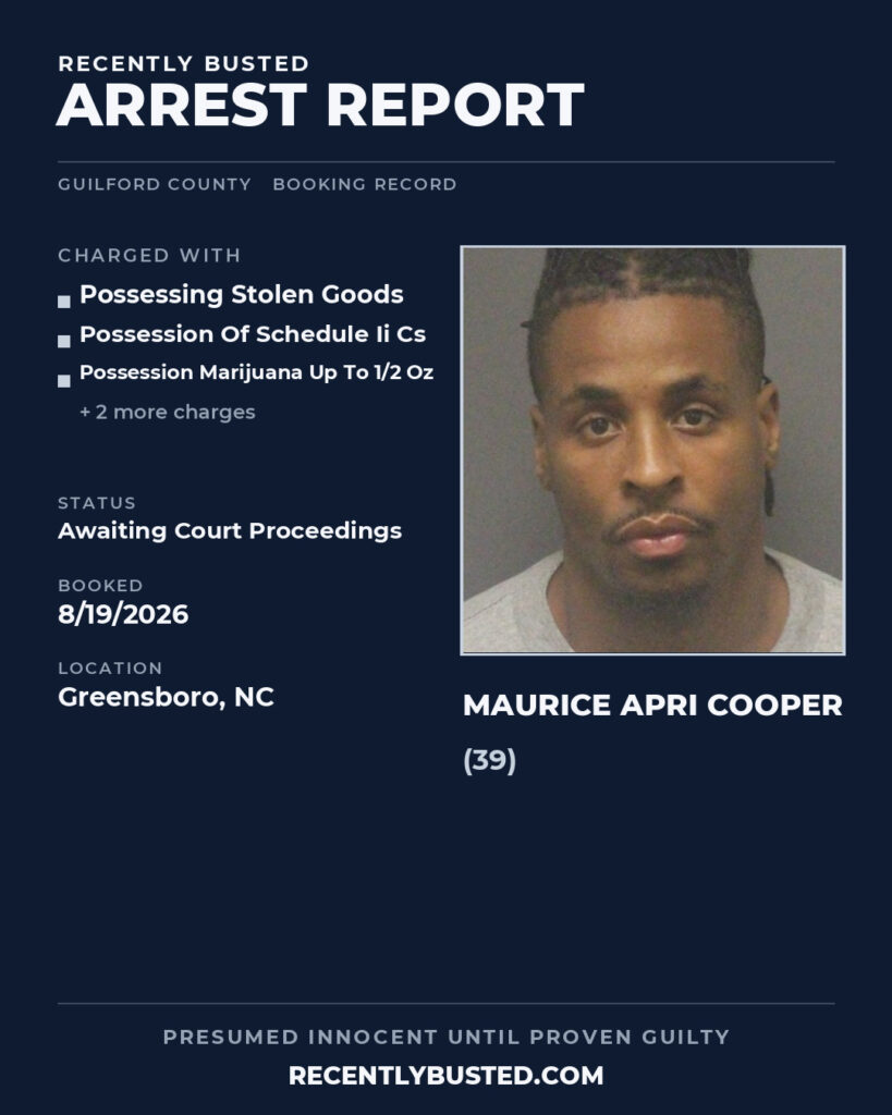 Arrest report - MAURICE APRI COOPER