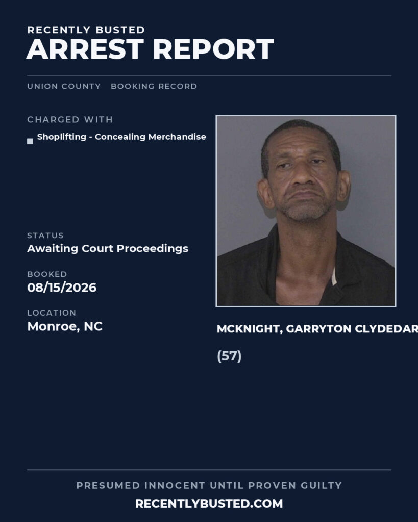 Arrest report - MCKNIGHT, GARRYTON CLYDEDARRICK