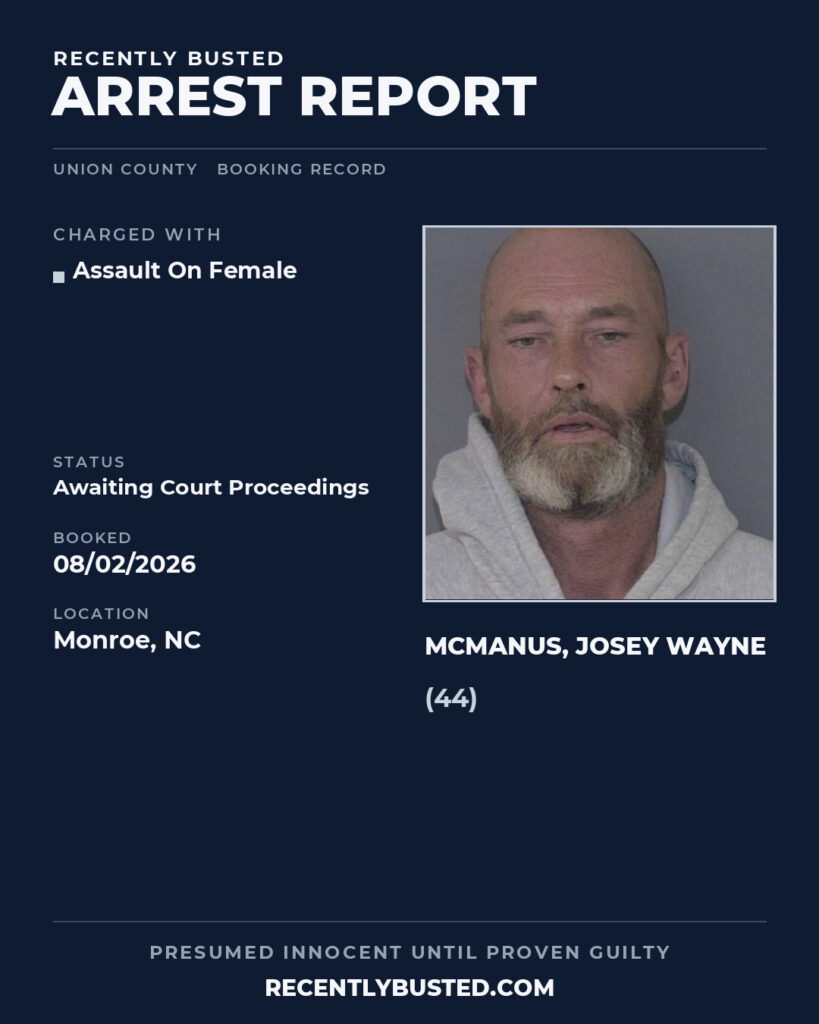 Arrest report - MCMANUS, JOSEY WAYNE