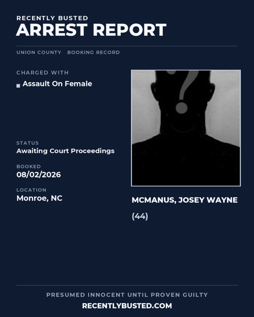 Arrest report - MCMANUS, JOSEY WAYNE