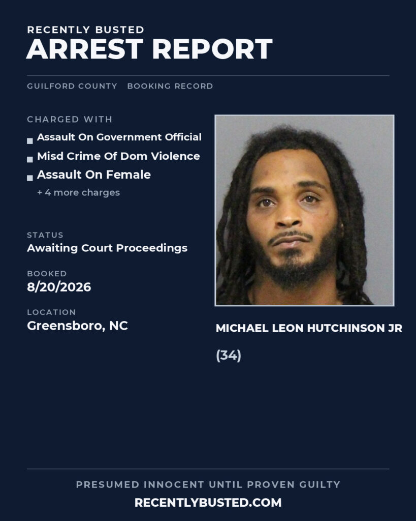 Arrest report - MICHAEL LEON HUTCHINSON JR