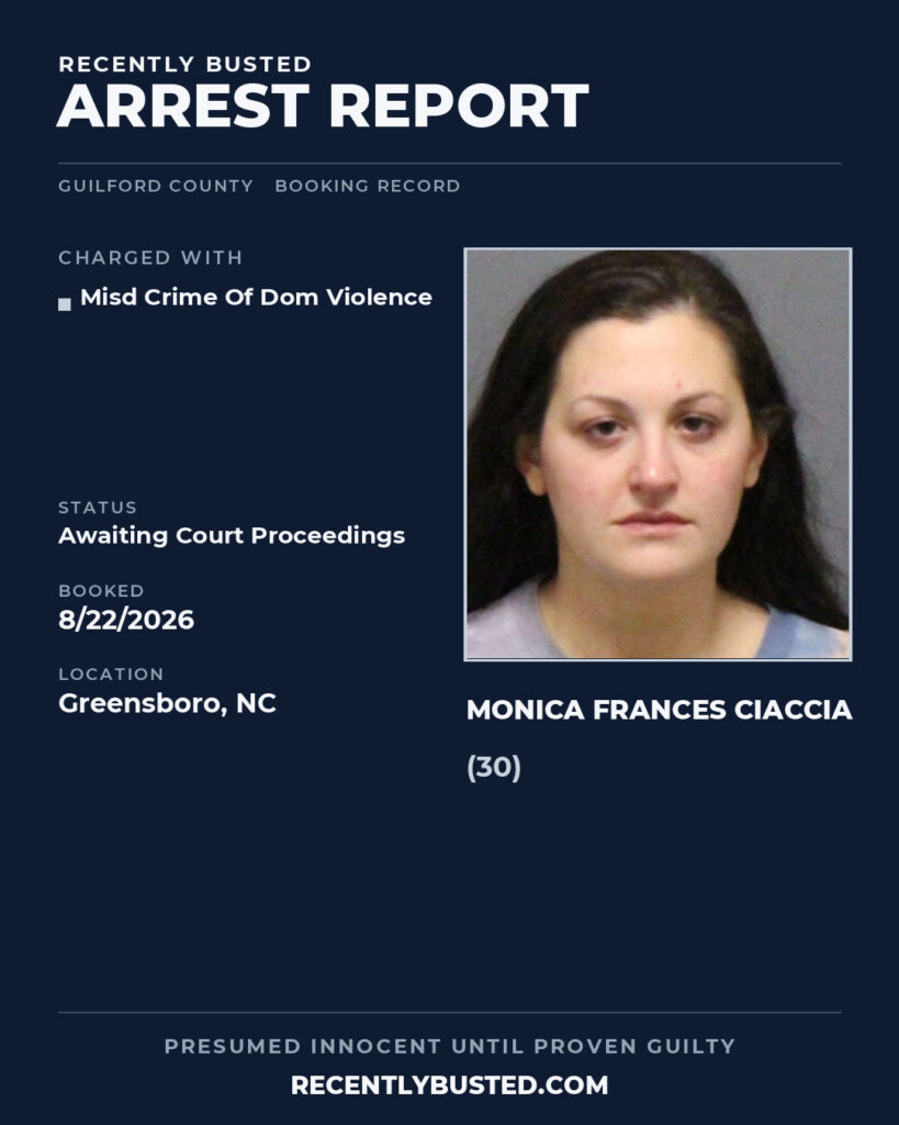 Arrest report - MONICA FRANCES CIACCIA