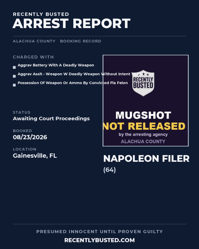 Arrest report - Napoleon Filer