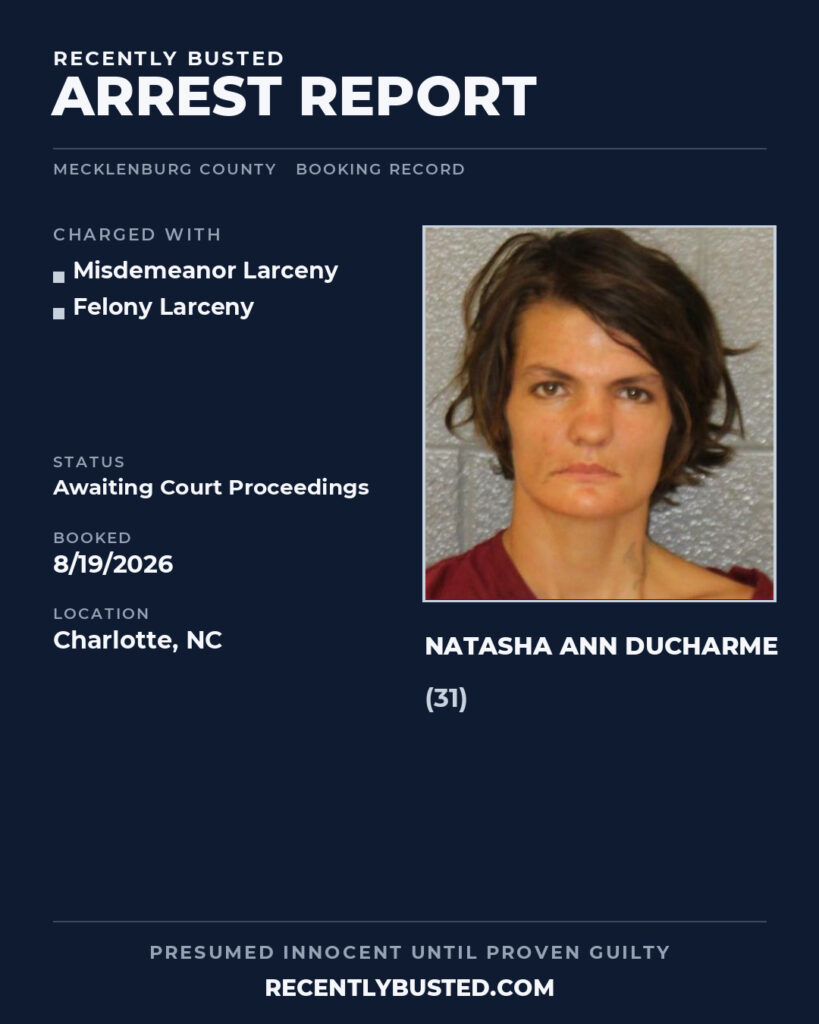 Arrest report - NATASHA ANN DUCHARME