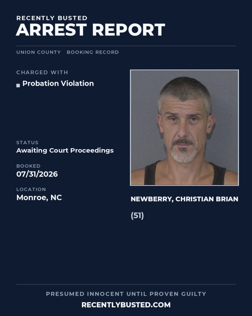 Arrest report - NEWBERRY, CHRISTIAN BRIAN
