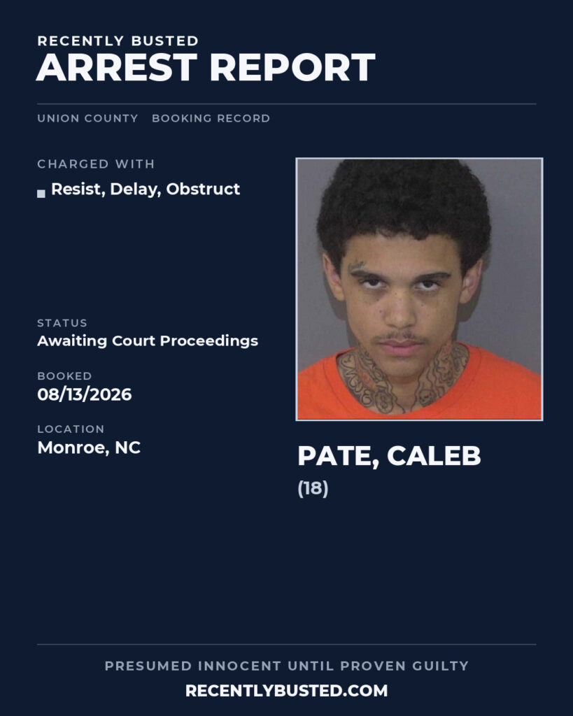 Arrest report - PATE, CALEB
