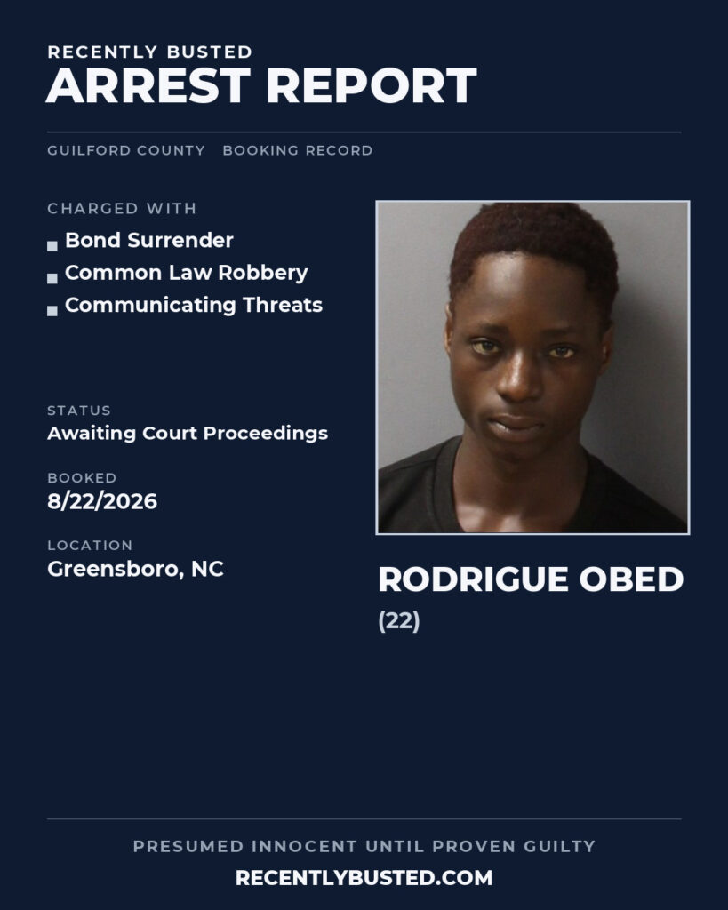 Arrest report - RODRIGUE OBED
