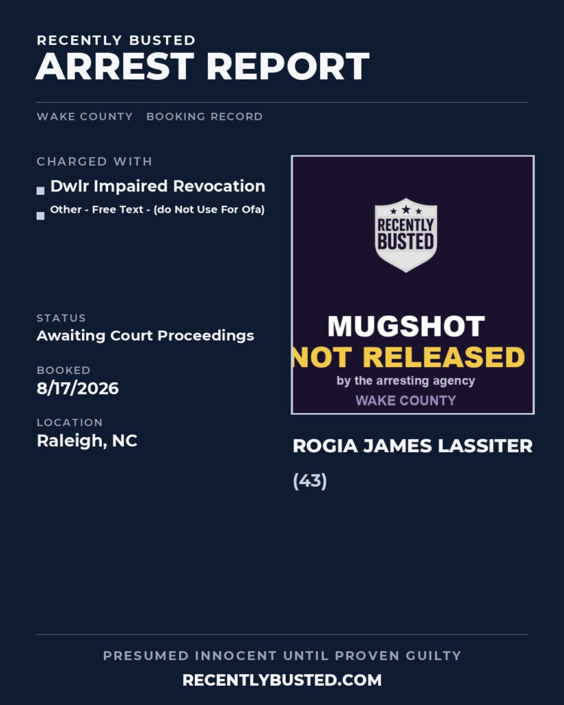 Arrest report - ROGIA JAMES LASSITER