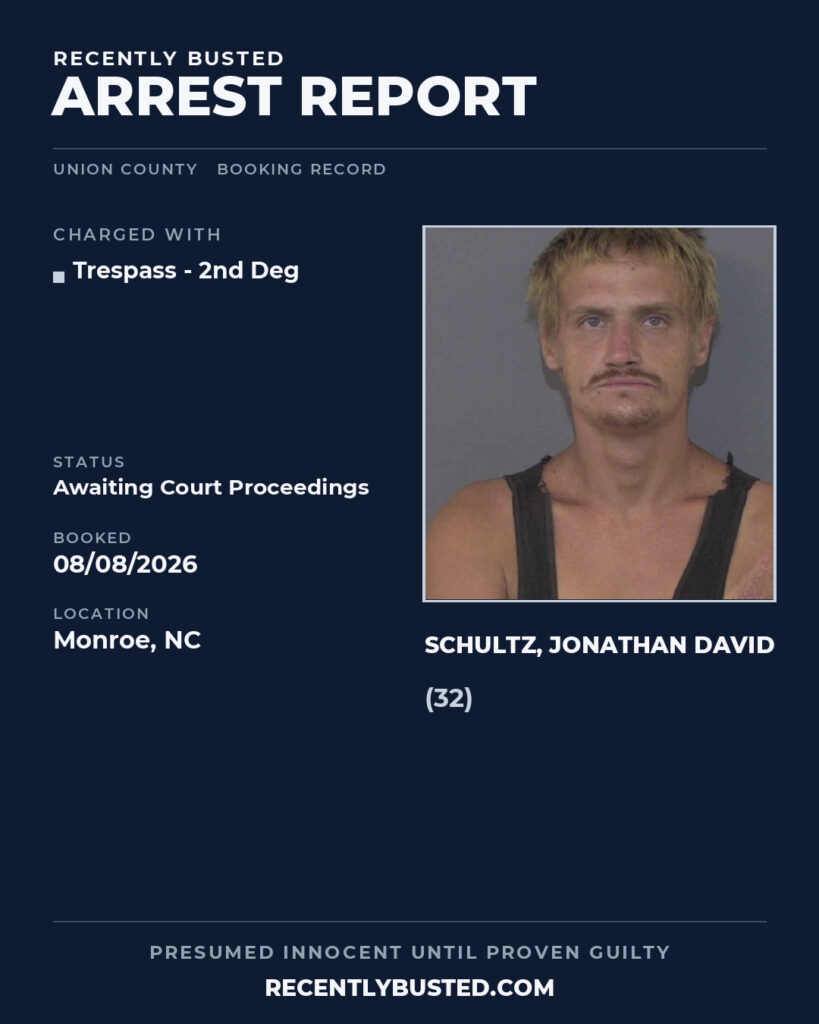Arrest report - SCHULTZ, JONATHAN DAVID