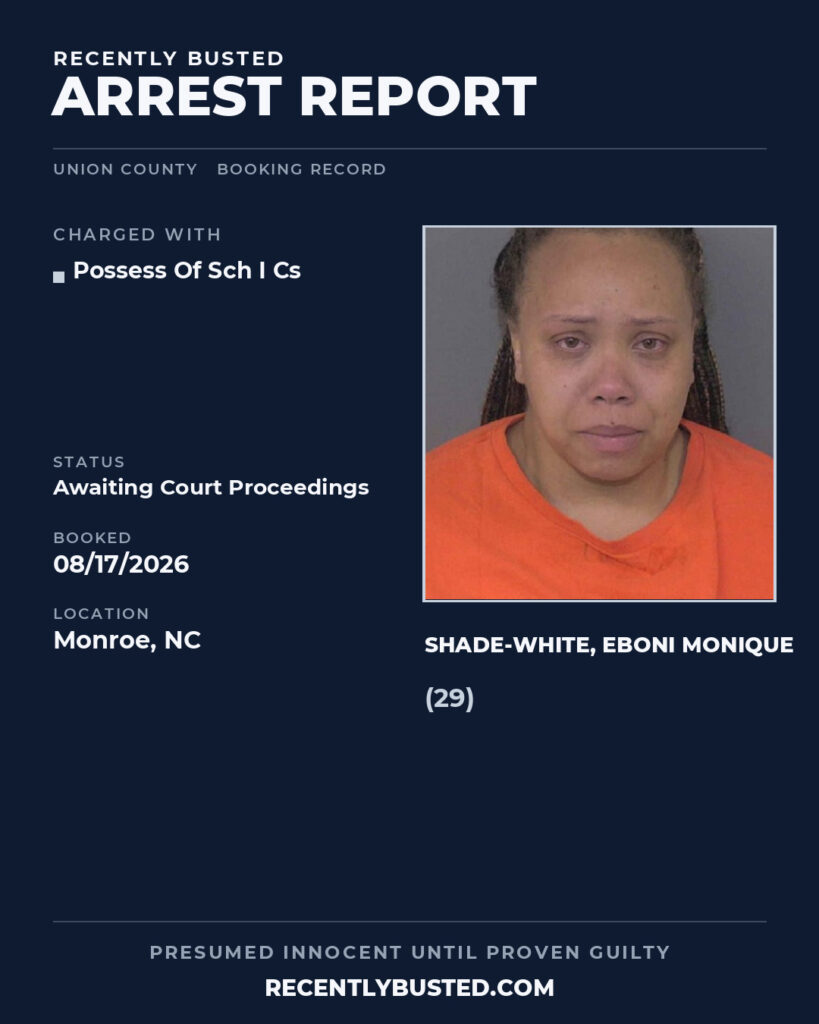 Arrest report - SHADE-WHITE, EBONI MONIQUE