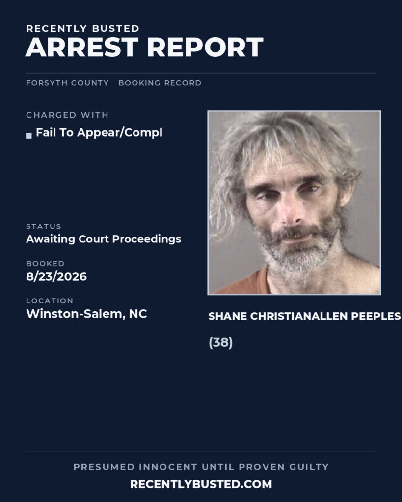Arrest report - SHANE CHRISTIANALLEN PEEPLES