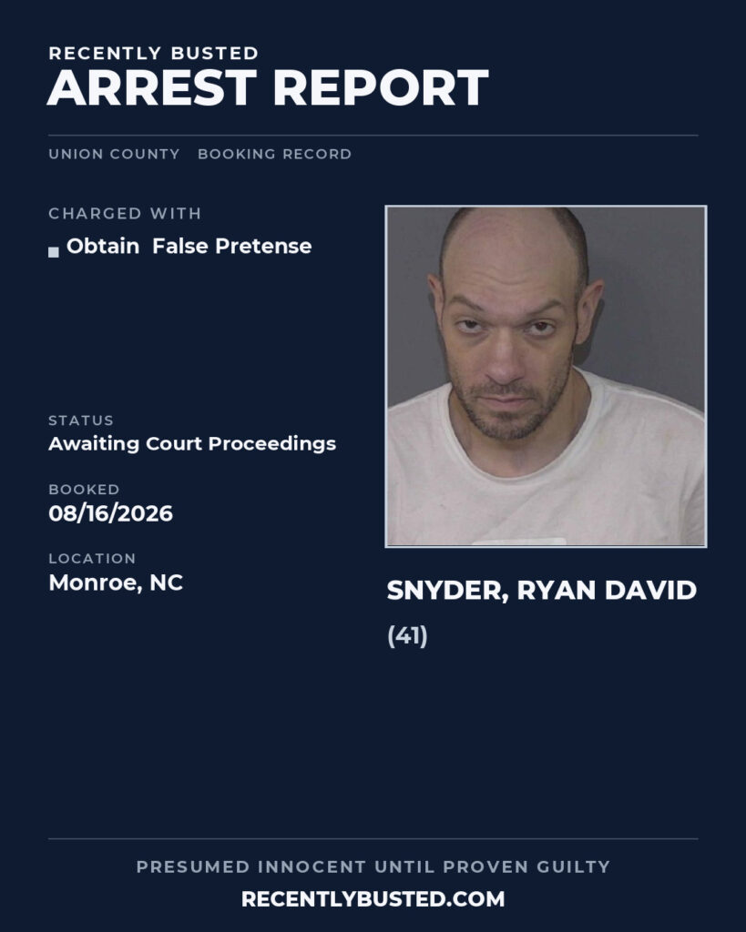 Arrest report - SNYDER, RYAN DAVID
