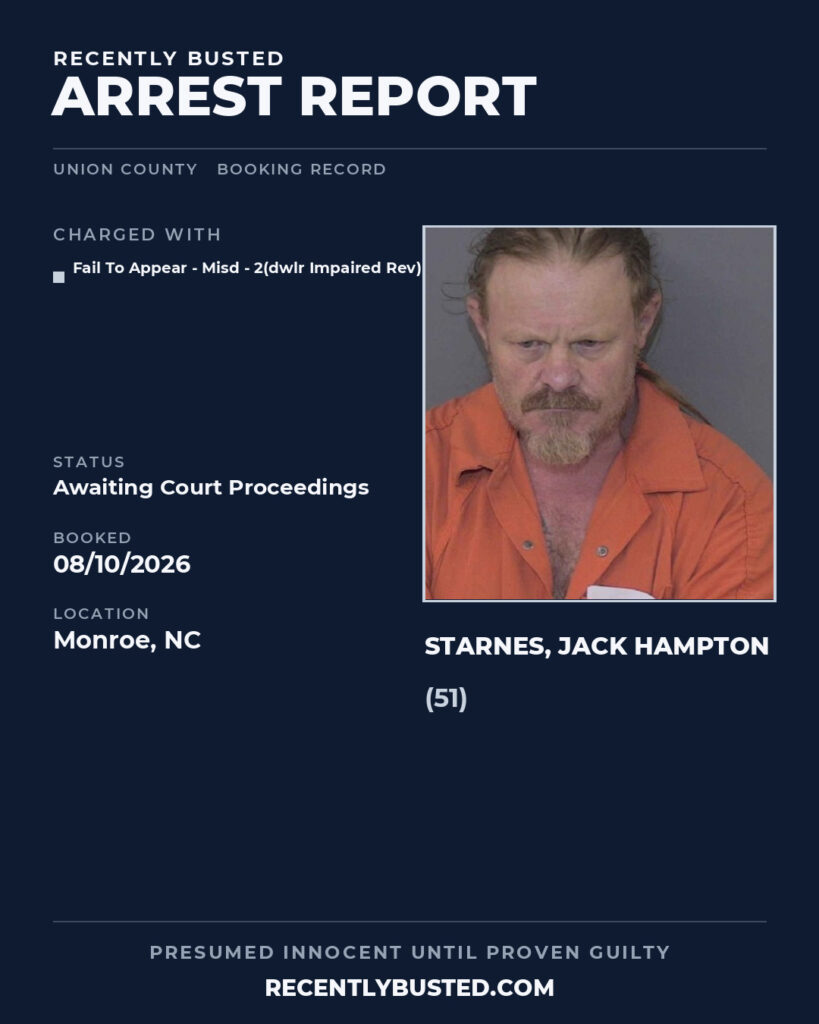 Arrest report - STARNES, JACK HAMPTON
