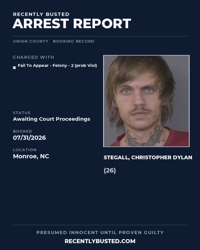 Arrest report - STEGALL, CHRISTOPHER DYLAN