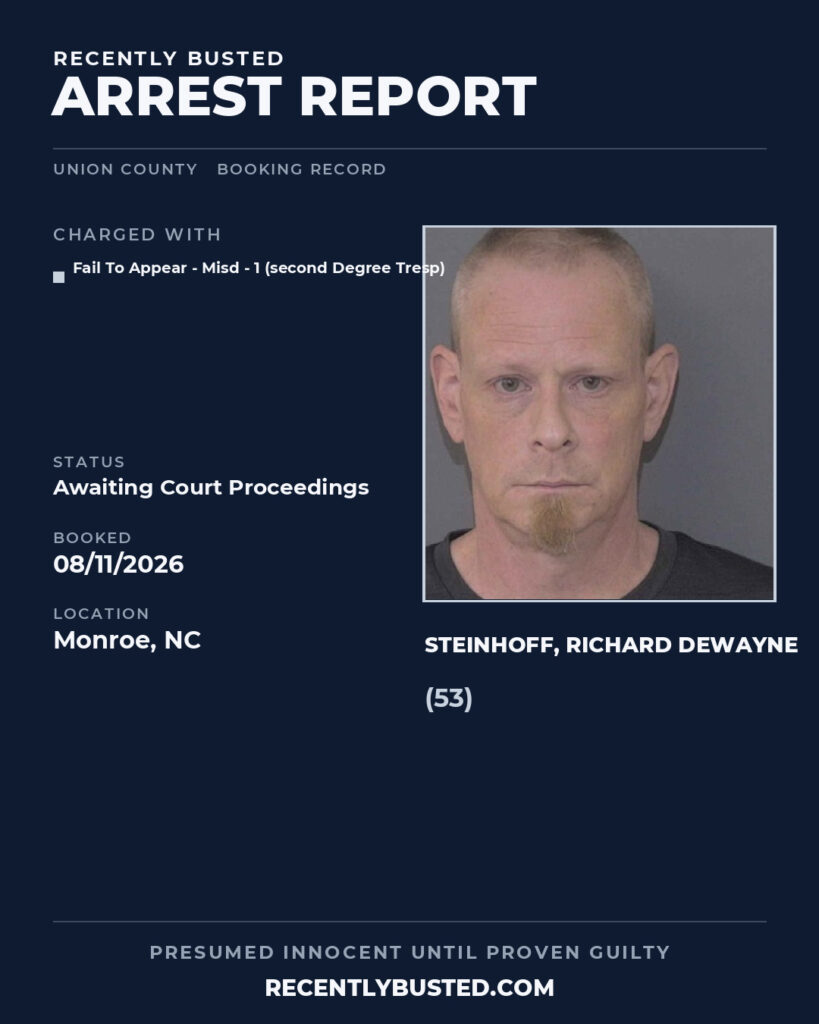 Arrest report - STEINHOFF, RICHARD DEWAYNE