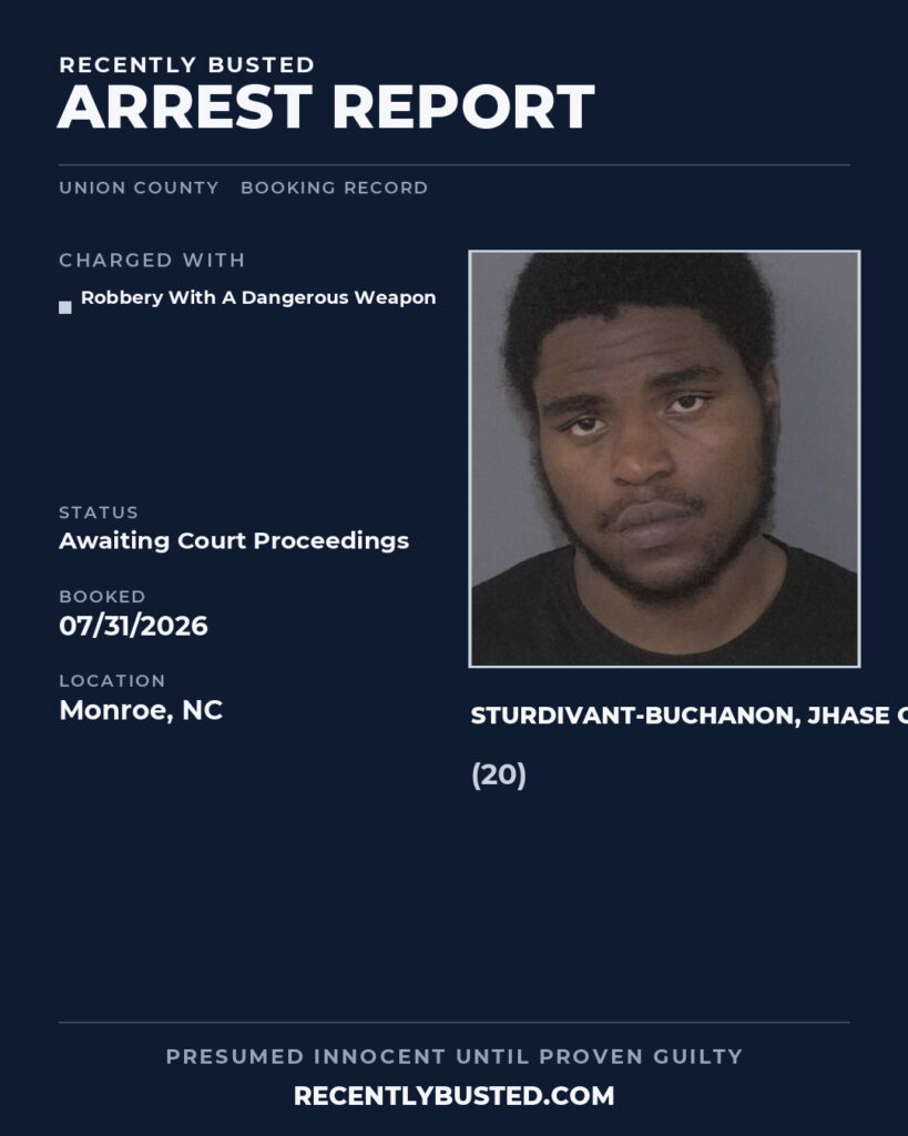Arrest report - STURDIVANT-BUCHANON, JHASE OMAR