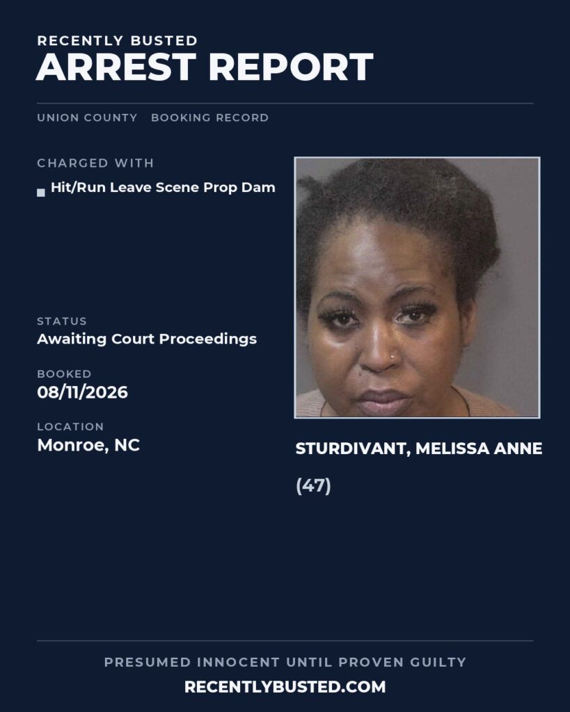 Arrest report - STURDIVANT, MELISSA ANNE