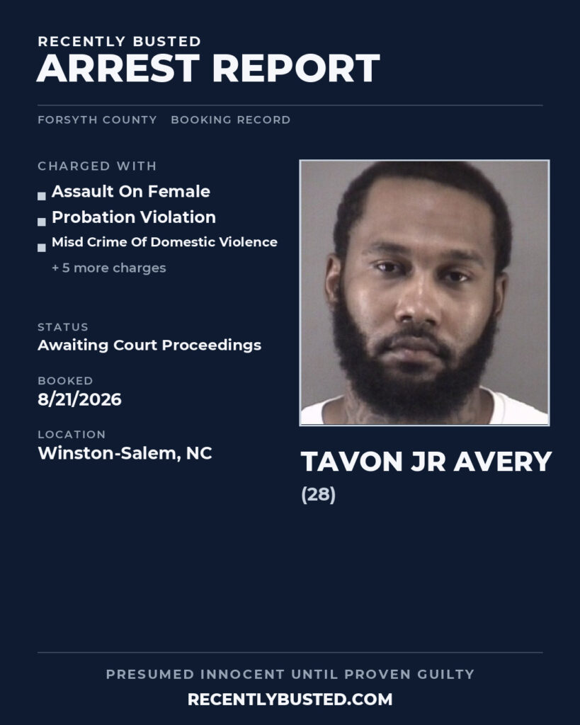 Arrest report - TAVON JR AVERY